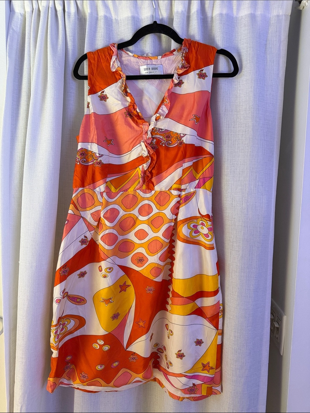 Skirtin Around Orange, Pink & Yellow Floral Print Mini Dress